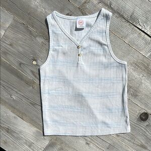 Blue and White Striped Girls Tank Top